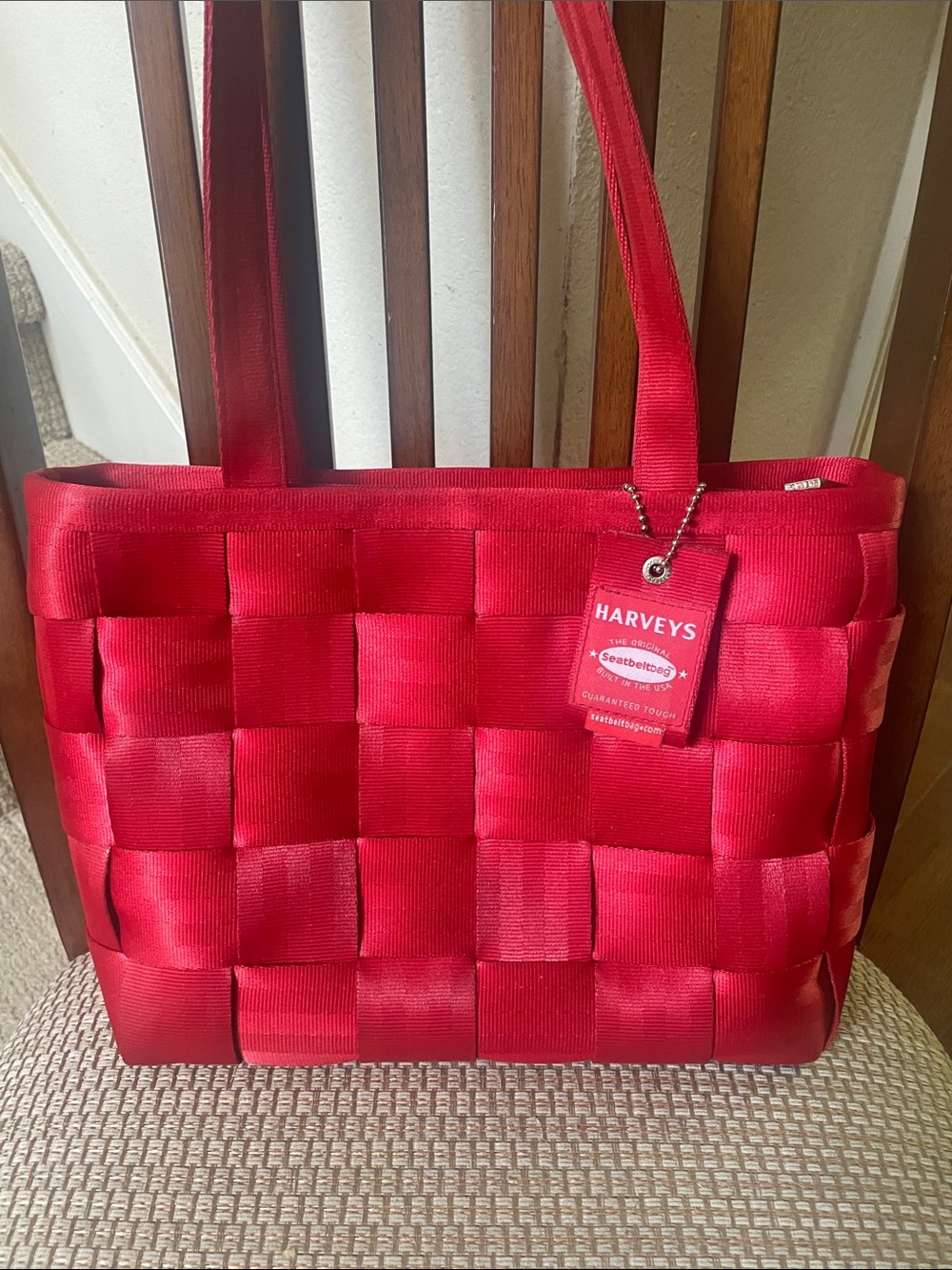 Harveys Scarlet Red Woven Large Tote
